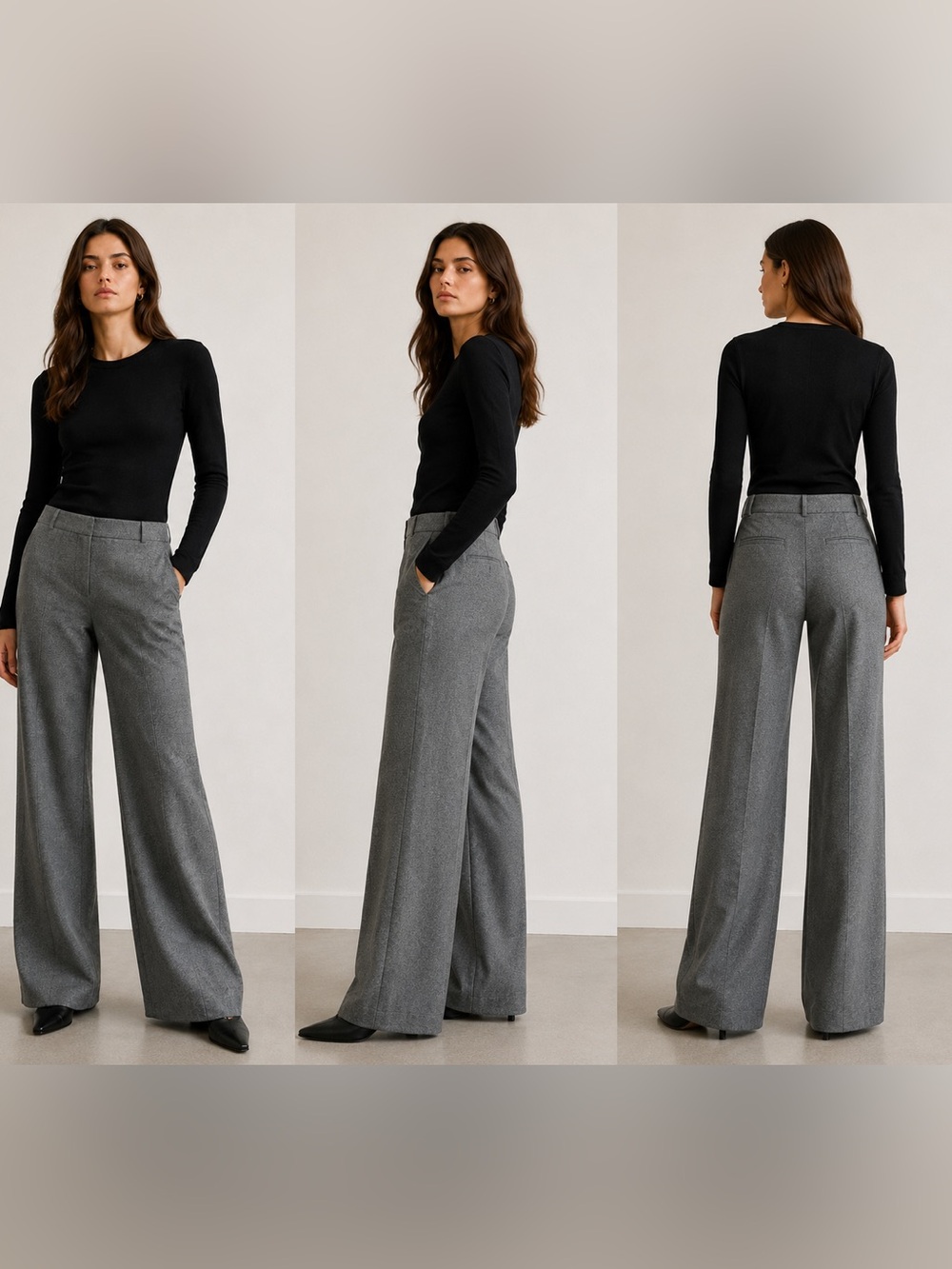Classiques Entier Gray Wool Mohair Blend Wide Leg Trousers Pants Size 6